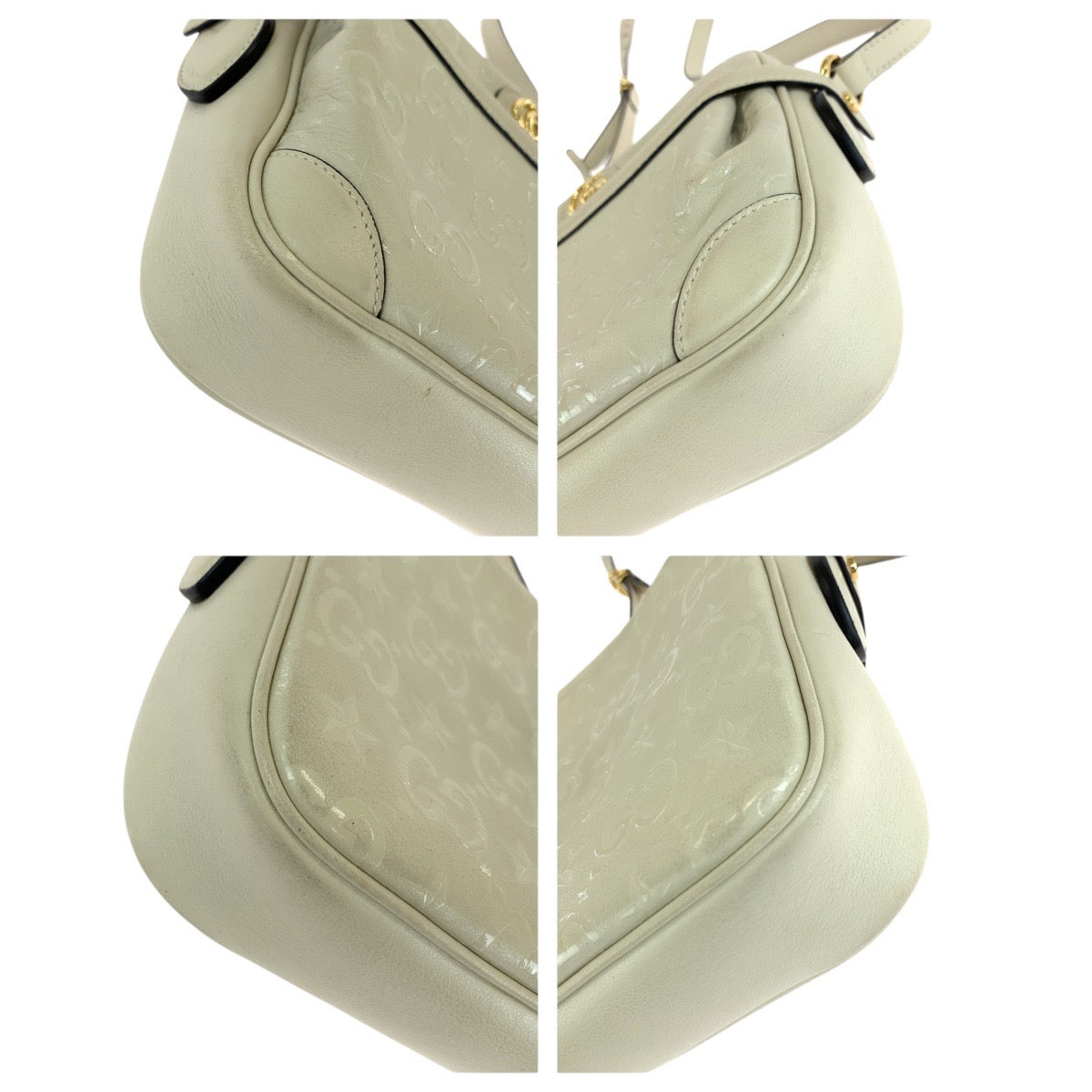 Gucci Metal GG star Leather White Gold Cream Shoulder Bag
