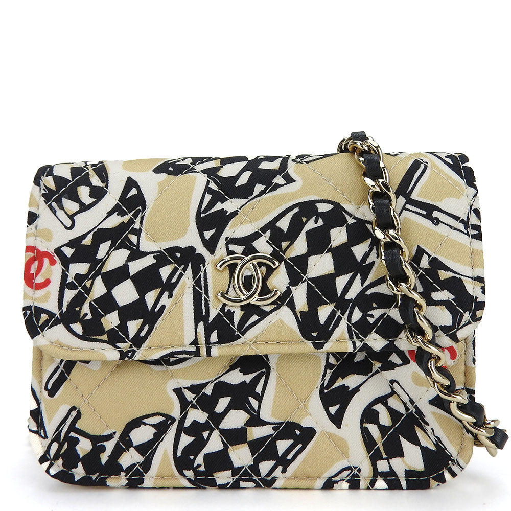 Chanel minimatrasse Beige Canvas Shoulder Bag