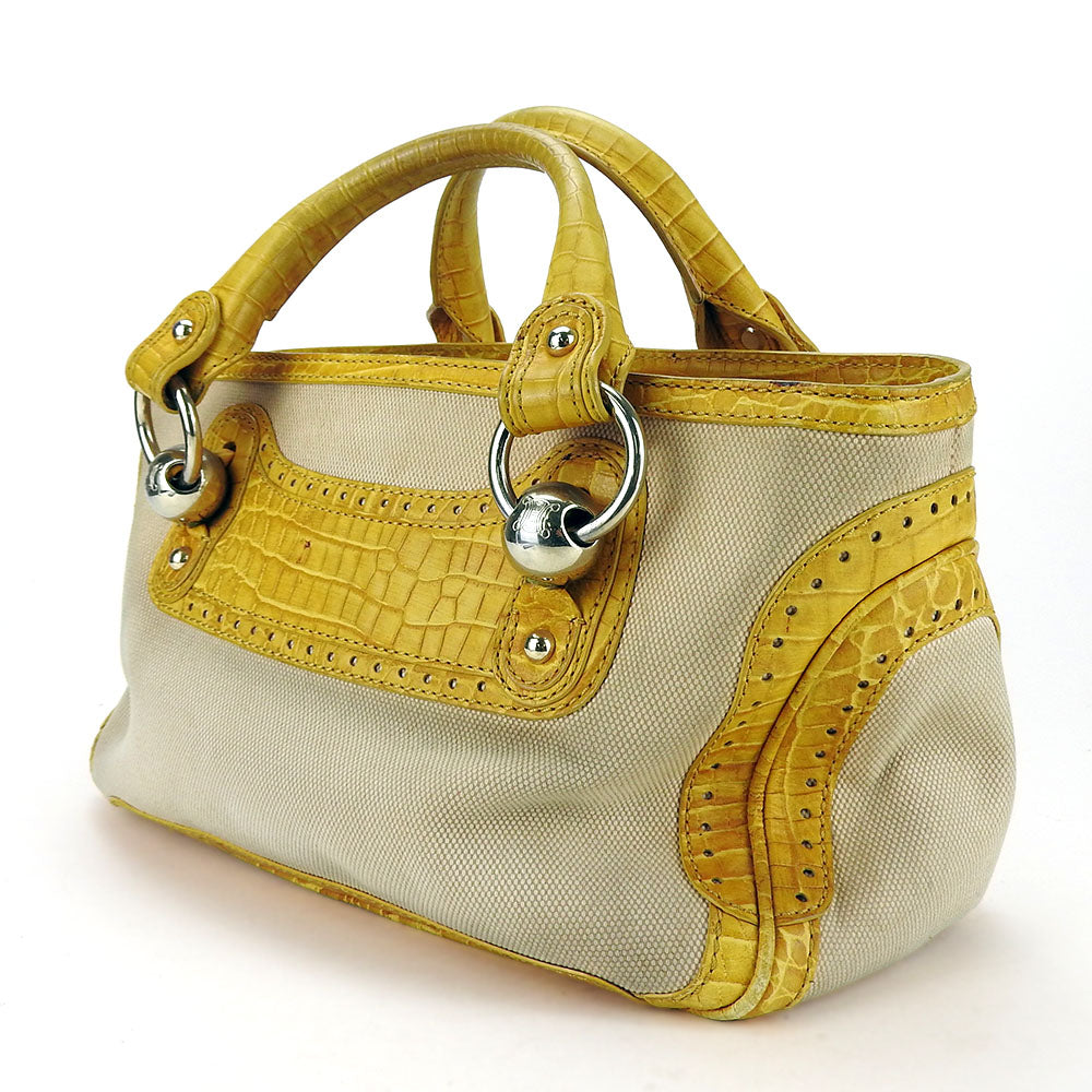 Yellow Boogie Bag Women Leather Canvas Travel Bag