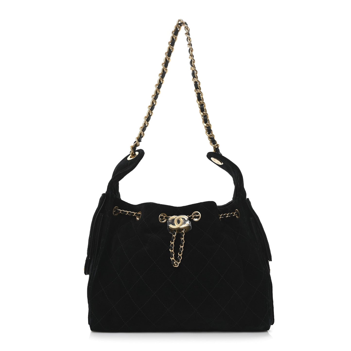 Chanel Suede Quilted Small 25 Handbag Black