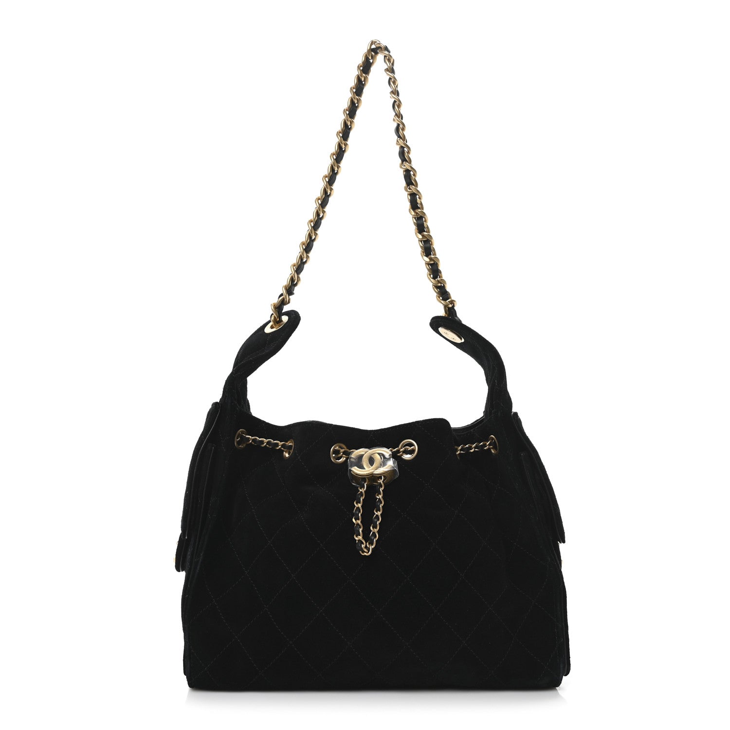 Chanel Suede Quilted Small 25 Handbag Black
