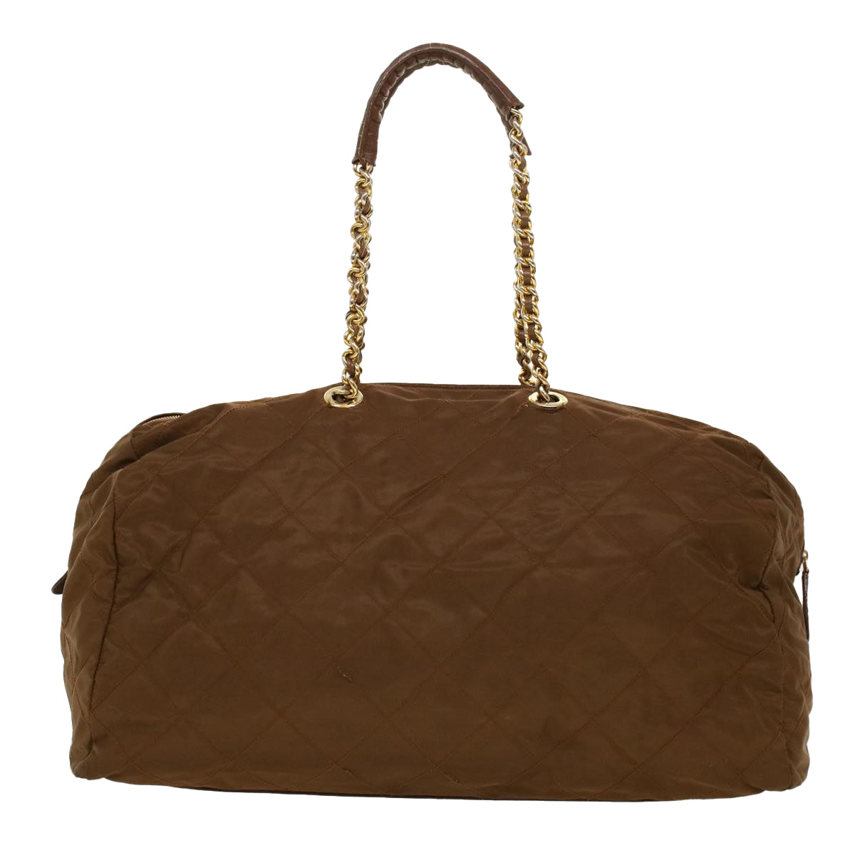 Prada Boston Bag Nylon Quilted Brown Travel Bag