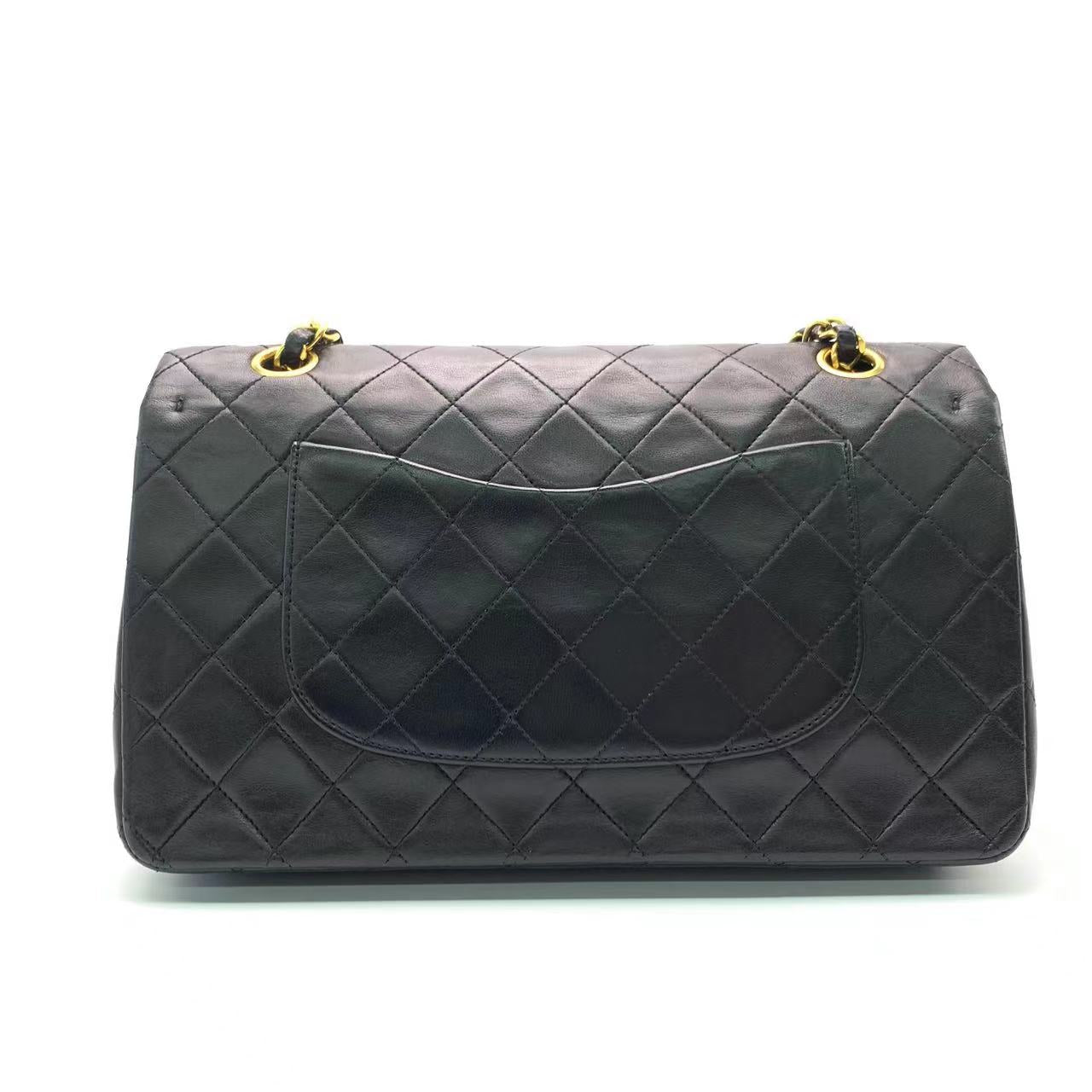 Chanel Classic Flap Lambskin 24k Hardware Black Gold Leather Handbag Hardware 1