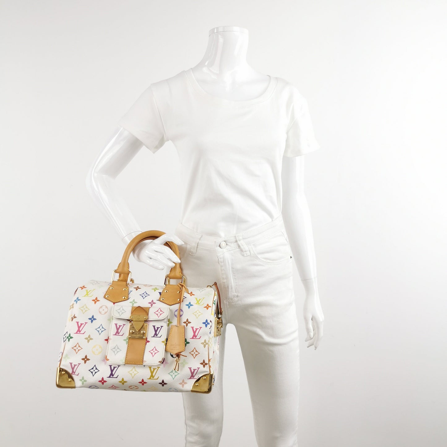 Louis Vuitton x Takashi Murakami Speedy 30 Lock Multicolor White Handbag Multicolor 7