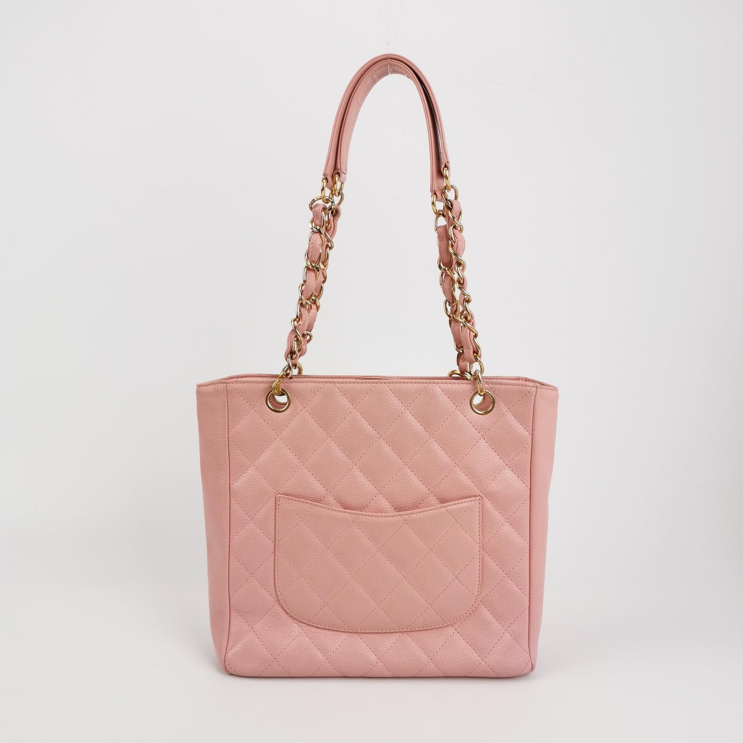 Chanel PST Petite Shopping Caviar Hardware Pink Gold Leather Tote Bag