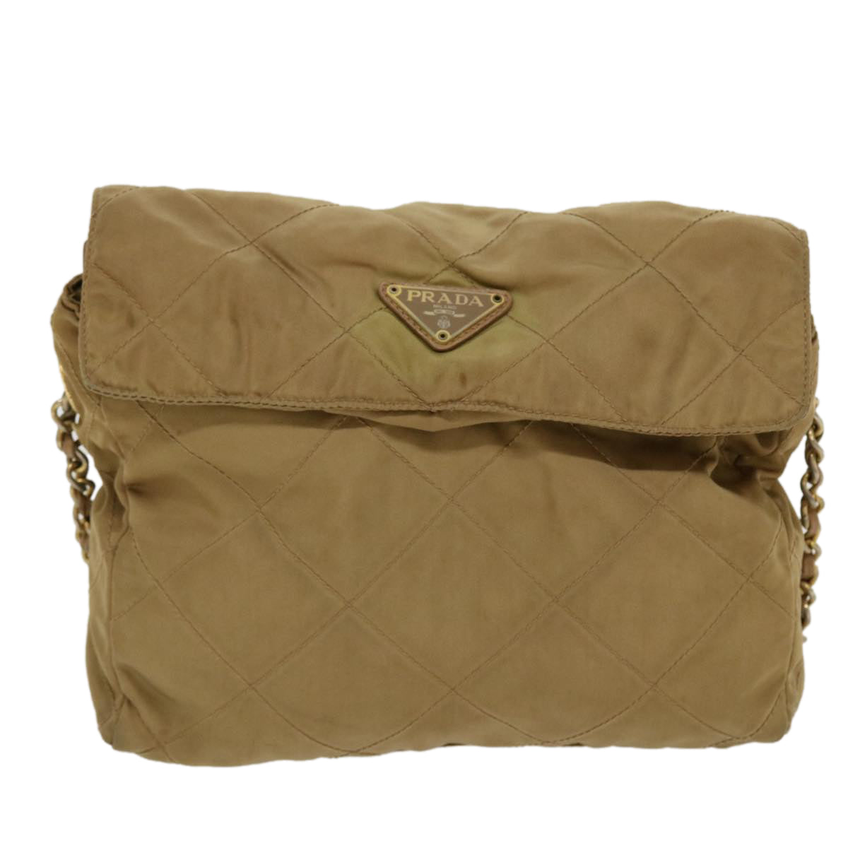 Prada Shoulder Bag Khaki Nylon Chain