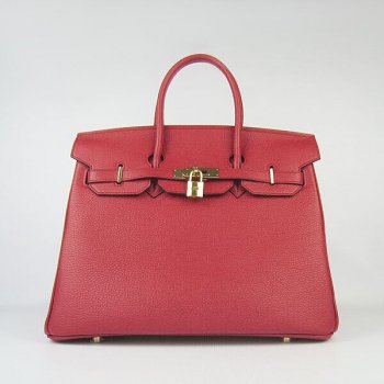 Hermes Luxury Birkin Cm Togo Handbags Golden Leather Red Travel Bag