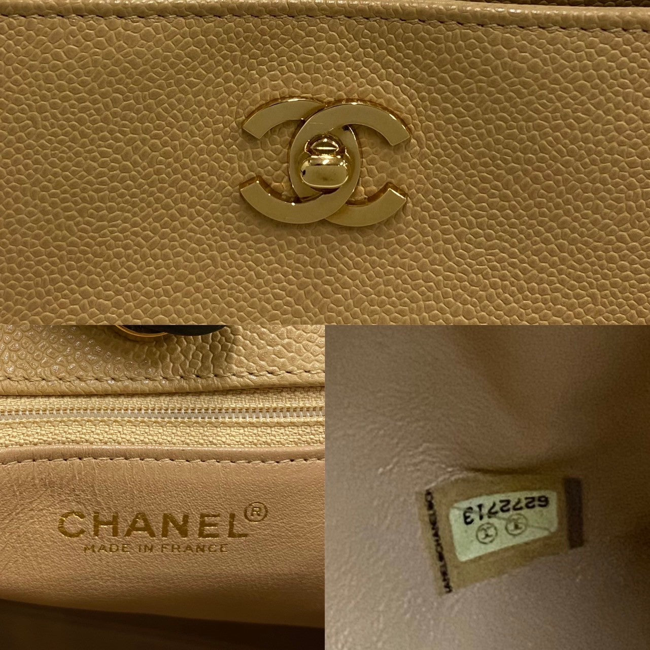 Chanel Caviar skin Beige Leather Tote Bag