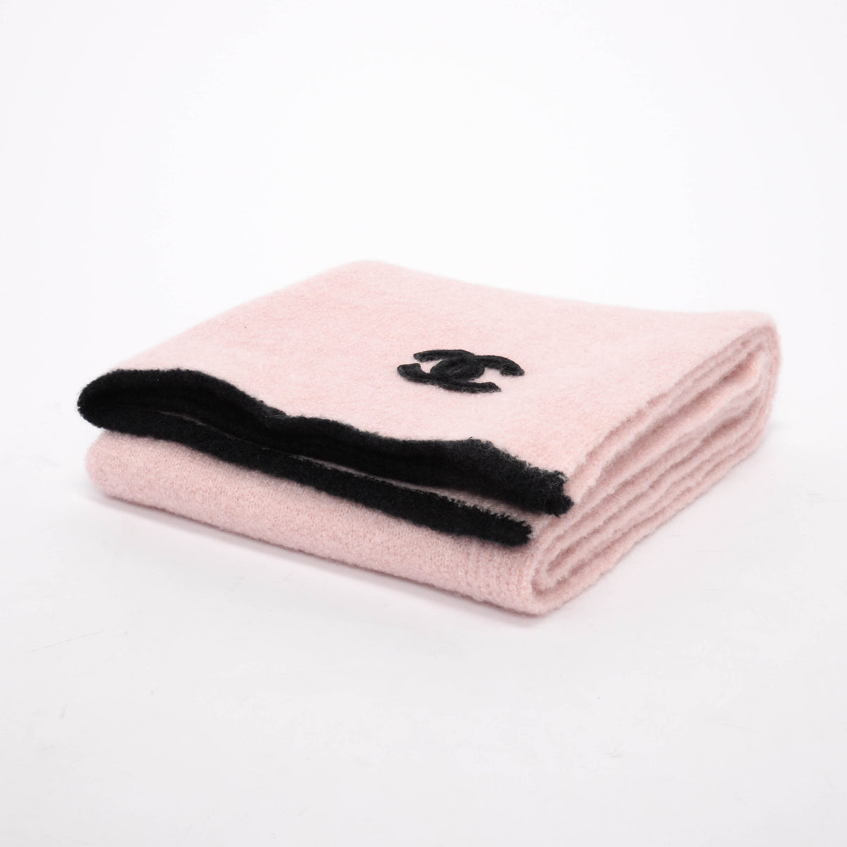 Chanel Pink & Black Cashmere Knit CC Scarf Handbag