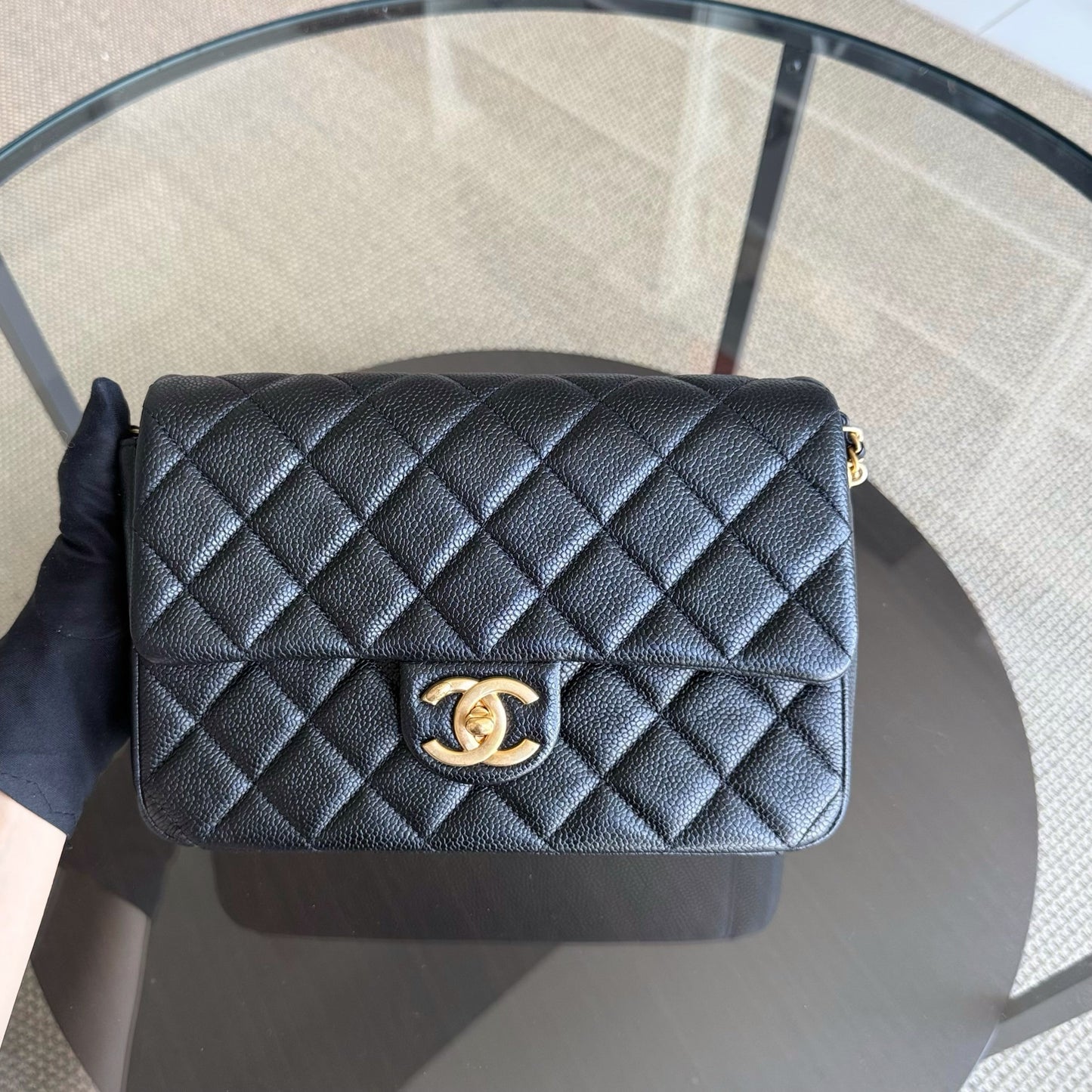 Chanel Seasonal Flap Bag - Caviar Medallion Soul Quilted Black Handbag Microchip