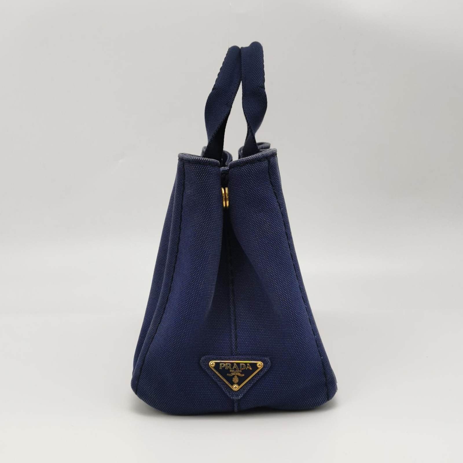Prada Canape Tote Navy With Strap Handbag Canvas Small Tote Bag