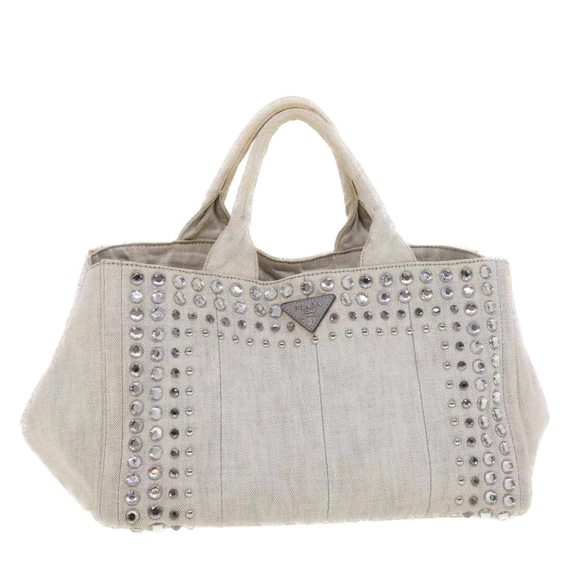 Prada Bijoux Canapa Hand Bag Auth Gray Travel Bag