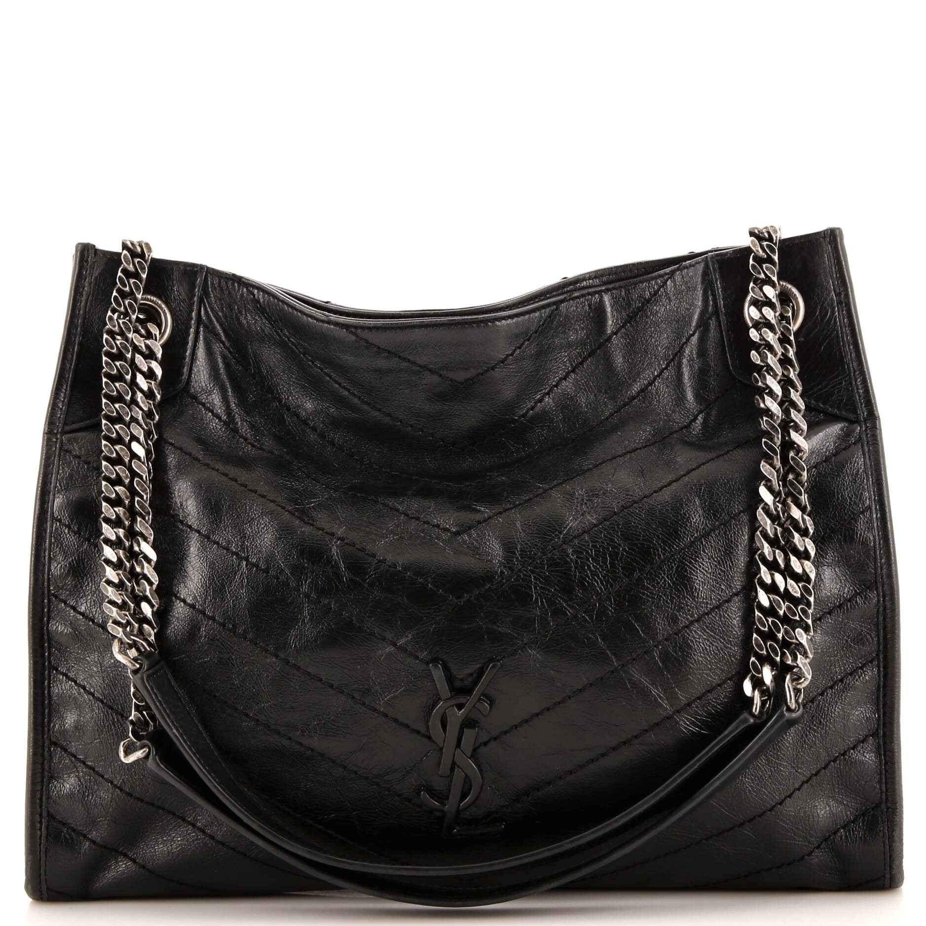 YSL Saint Laurent Saint Laurent Trending Niki Shopping Tote Chevron Leather Matelasse Tote Bag