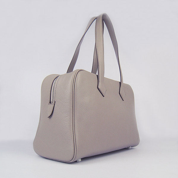 Hermes Luxury Togo Handbag Grey Leather Travel Bag