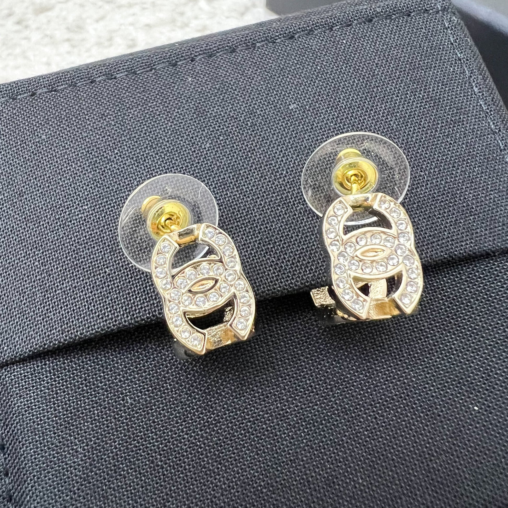 Chanel 23B Earrings with CC Logo and Diamantes in Lghw ( )
