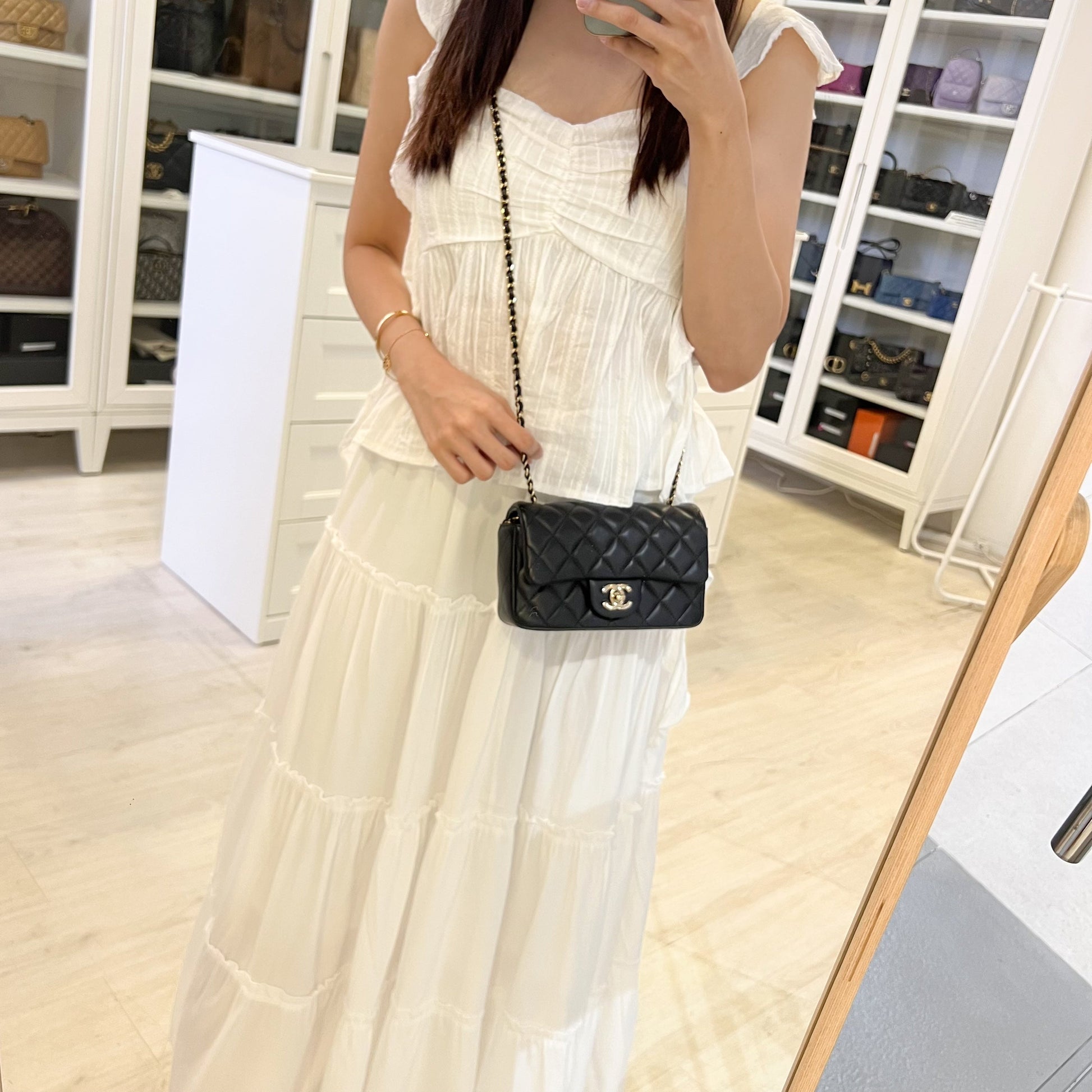 Chanel 24K Extra Mini Rectangular Flap In Black Lambskin And Ghw ( ) Bag