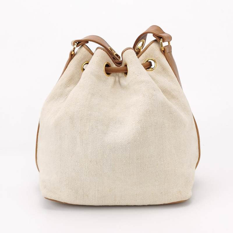 Chanel Patchwork Drawstring Bucket Canvas Leather Jewelry