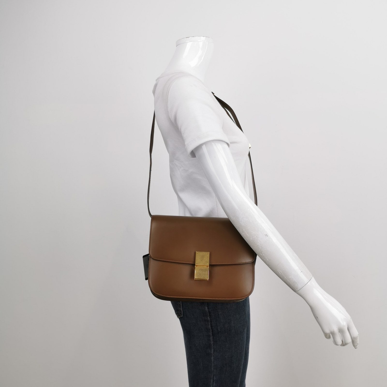Classic Box Caramel Crossbody Bag Leather Brown