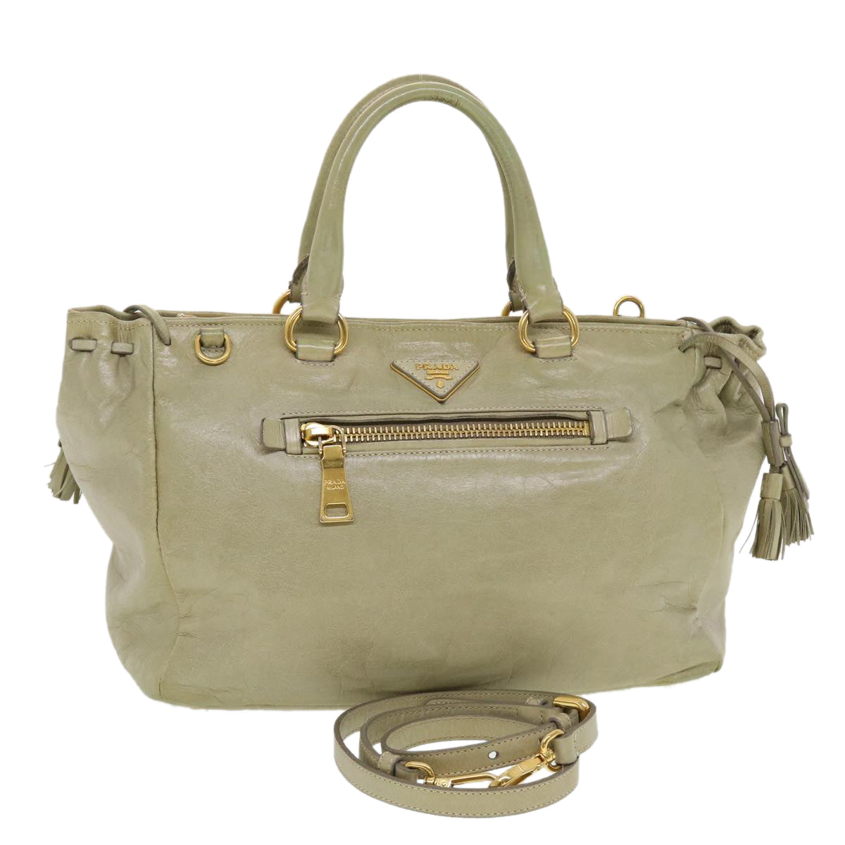 Prada Hand Bag 2Way Shoulder Bag Leather Gray