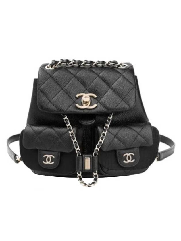 Gold Hardware Two-pocket Calfskin Small Backpack Black Chanel