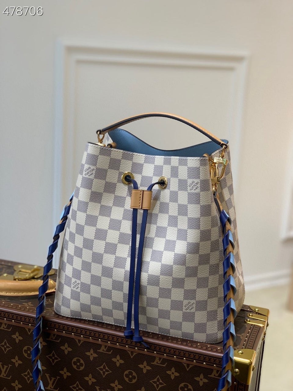 Top Quality Neonoe Bag Mm Damier Azur Canvas Blue Bucket Bag