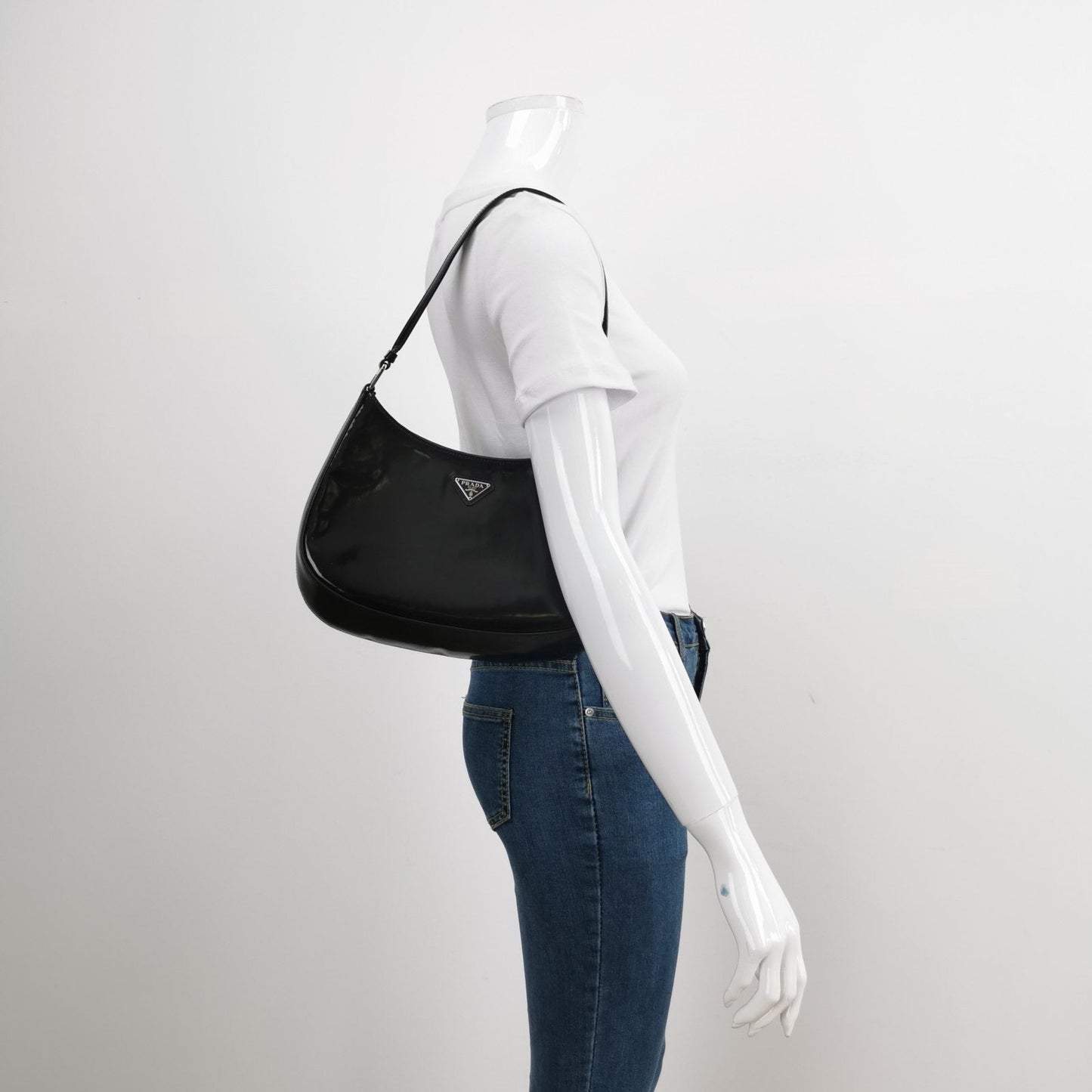 Prada Cleo Smooth Shoulder Bag Leather Black