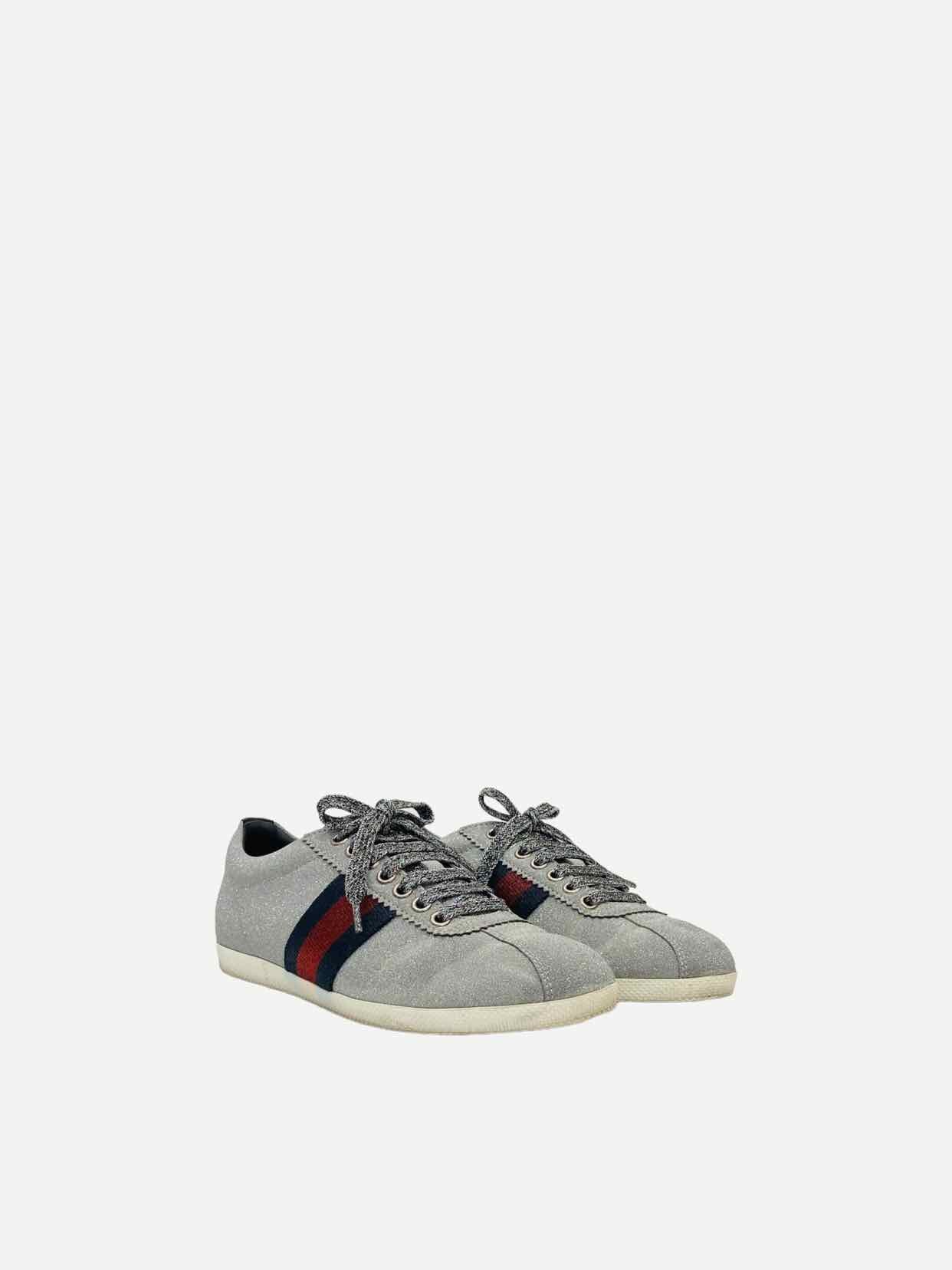 GUCCI Web Bambi Metallic Silver Size EU 37 Sneakers