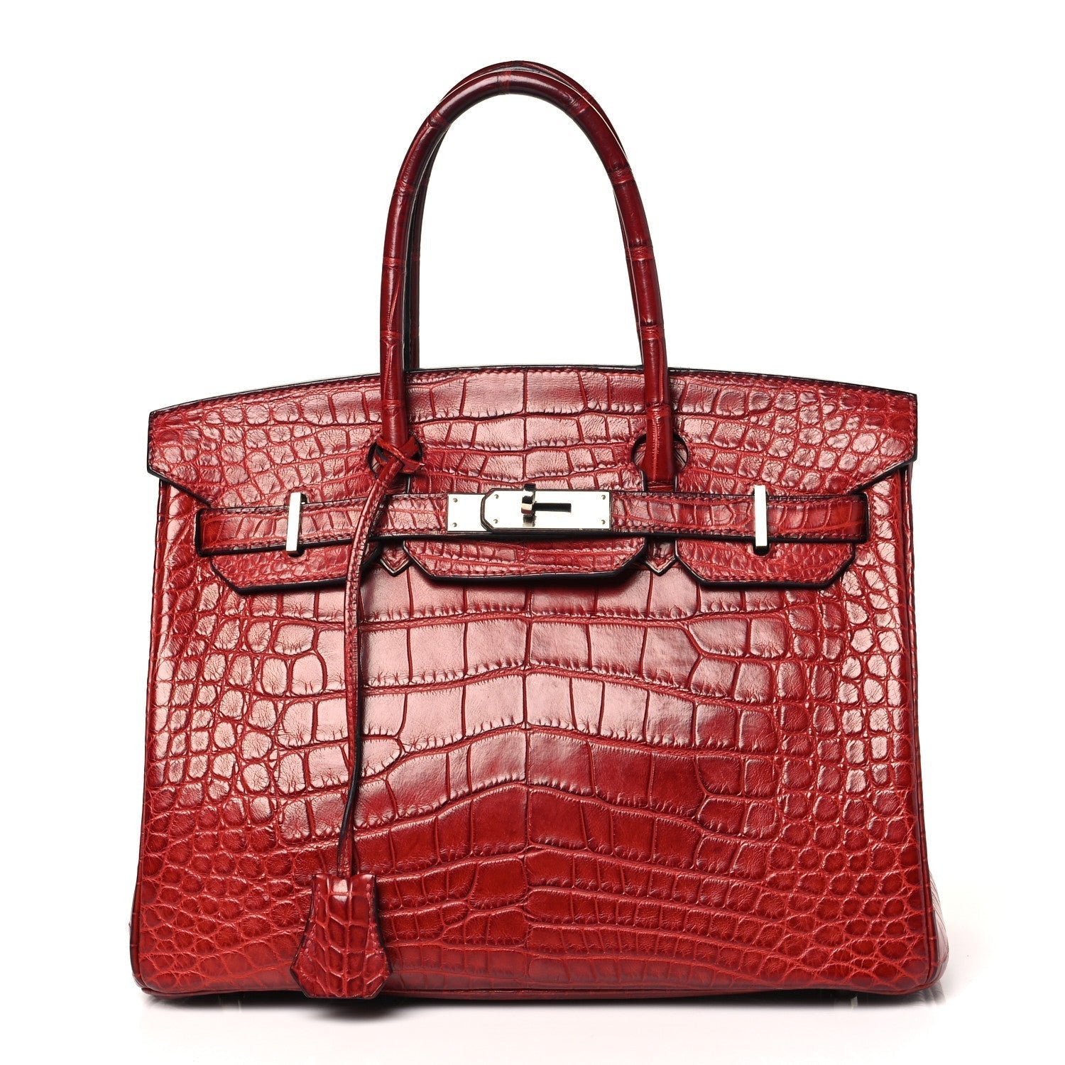 Hermes Matte Alligator Birkin Rouge Handbag Travel Bag