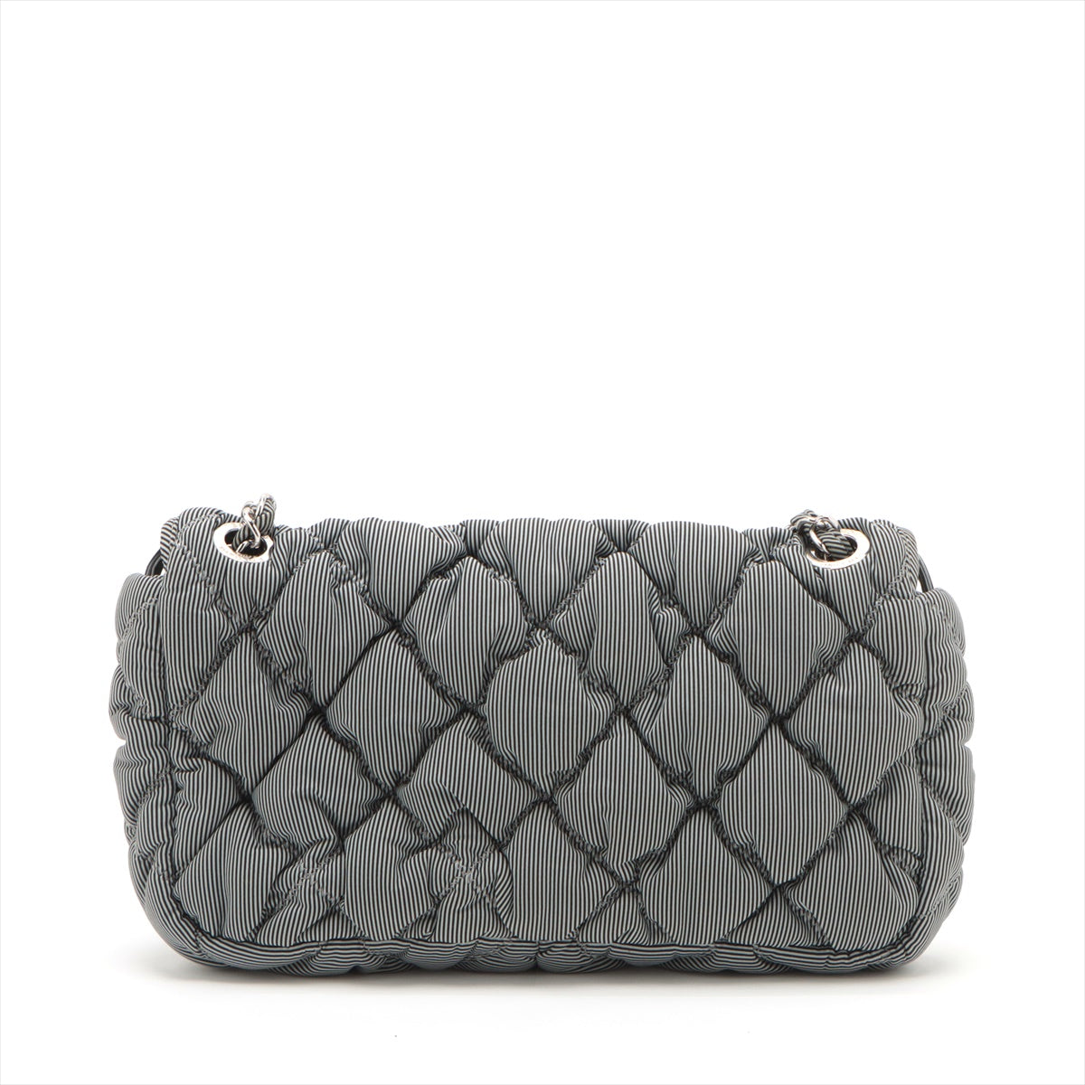 Chanel Bubble Kilt Nylon Chain Shoulder Bag Gr Silver  13th
