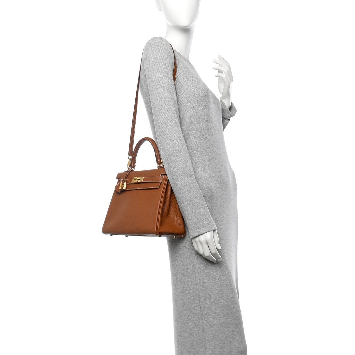 Hermes Togo Kelly Retourne Handbag Gold Travel Bag 28 Gold 1754593