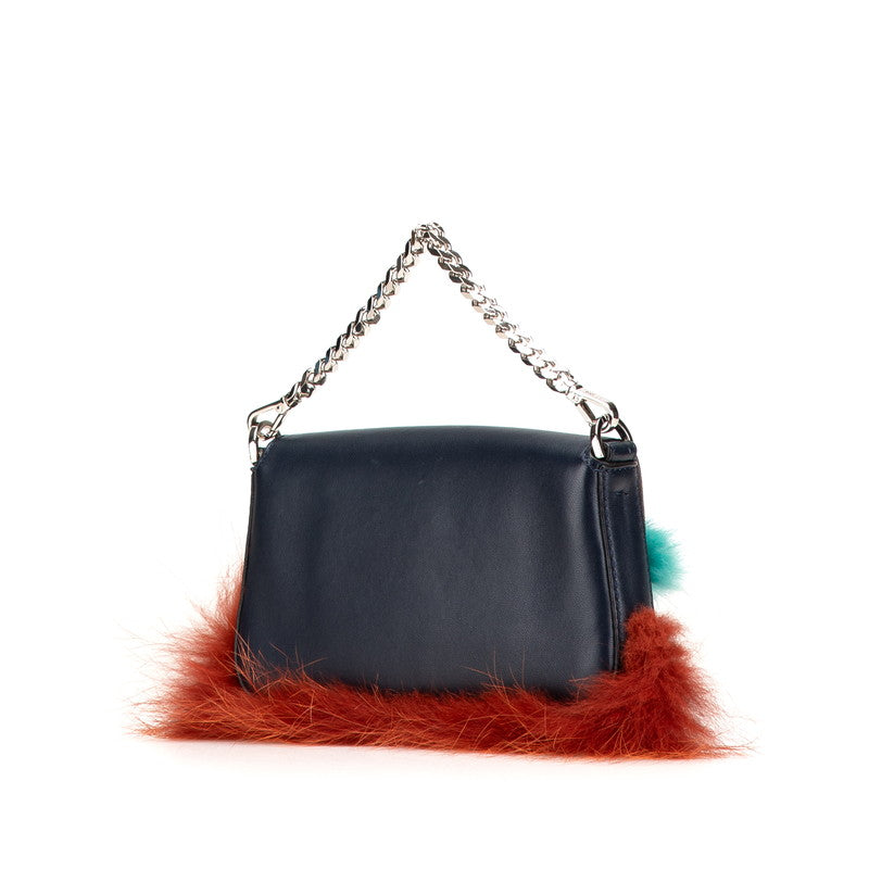 Fendi Monster Microbucket Fur 2Way Bag Leather Bucket Bag