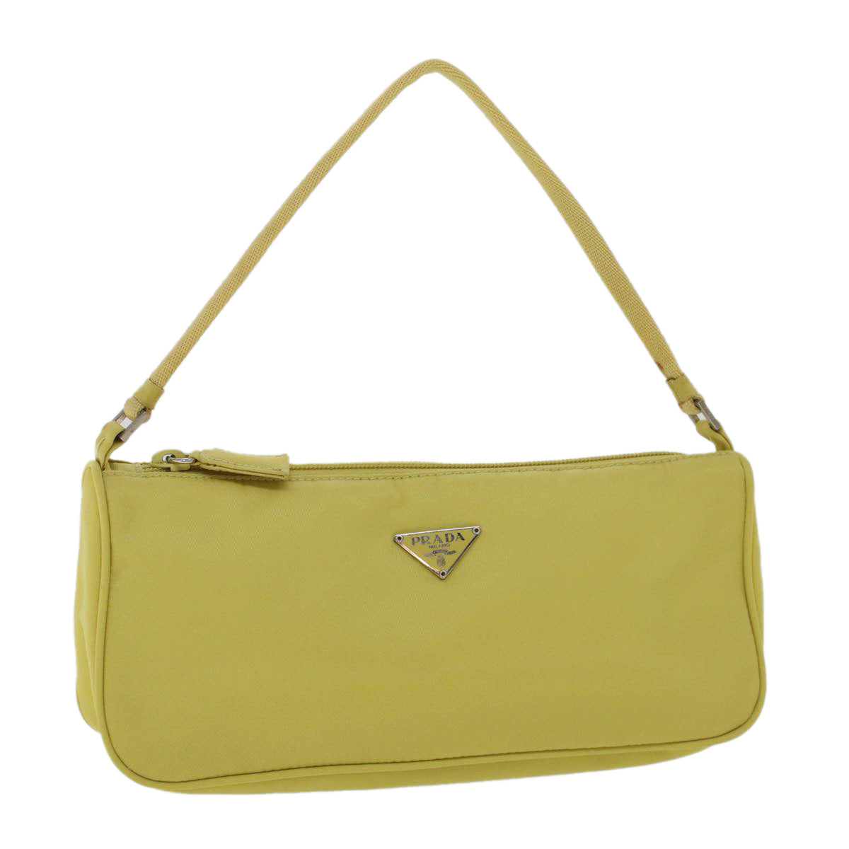 Prada Accessory Pouch Light Luxury Handbag Nylon Yellow Clutch Bag