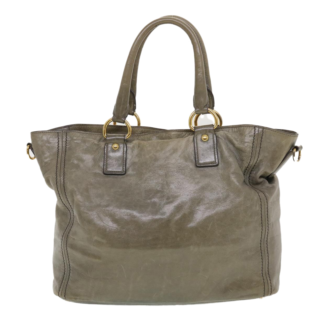 Prada Hand Bag 2Way Leather Gray Travel Bag 2Way Gray 44135