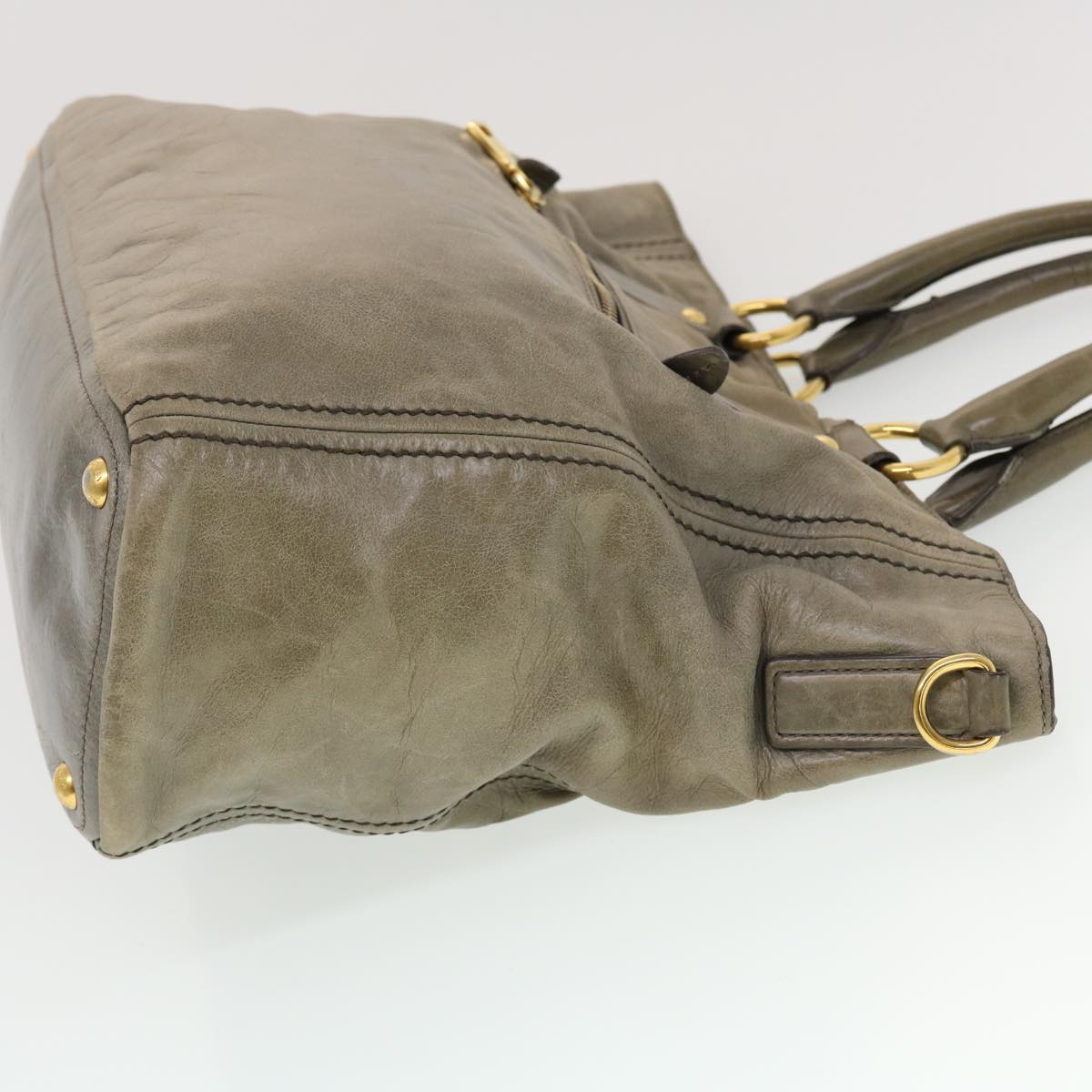 Prada Hand Bag 2Way Leather Gray Travel Bag 2Way Gray 44135