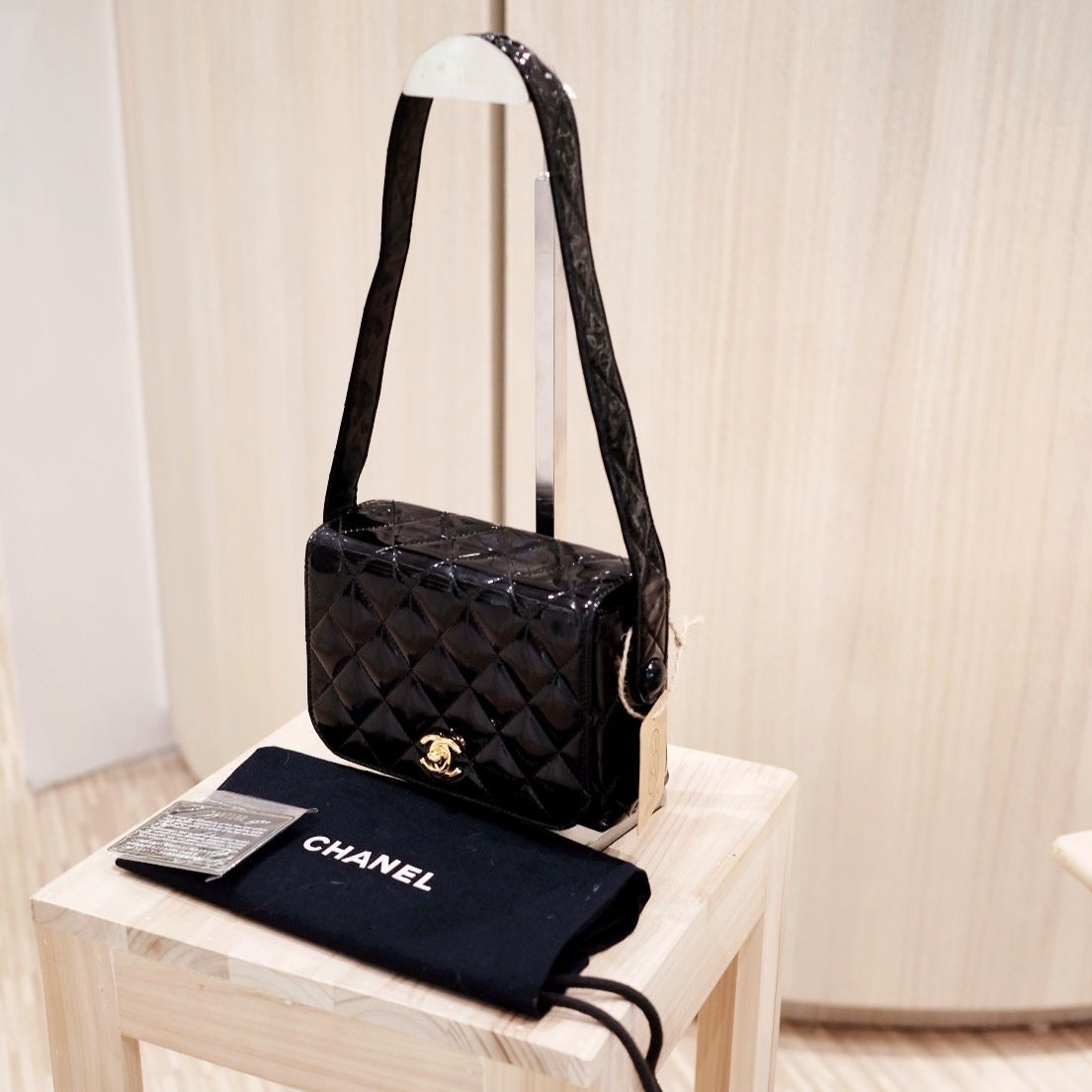 Chanel   patent leather kelly bag