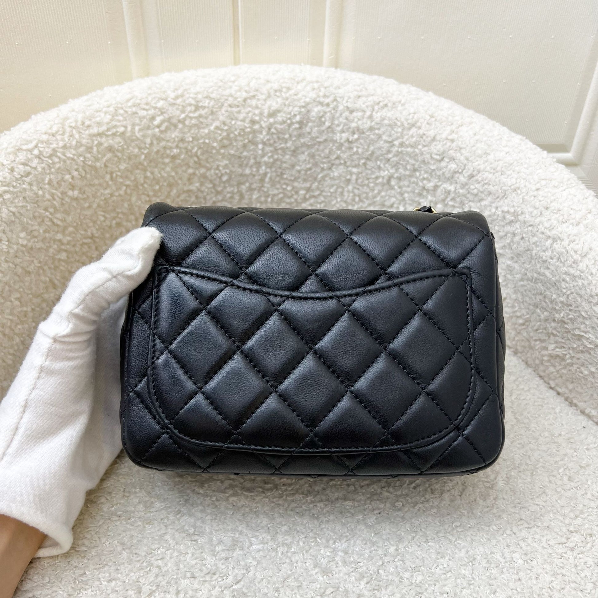 Chanel Pearl Crush Square Mini Flap In Black Lambskin And Aghw ( ) Bag
