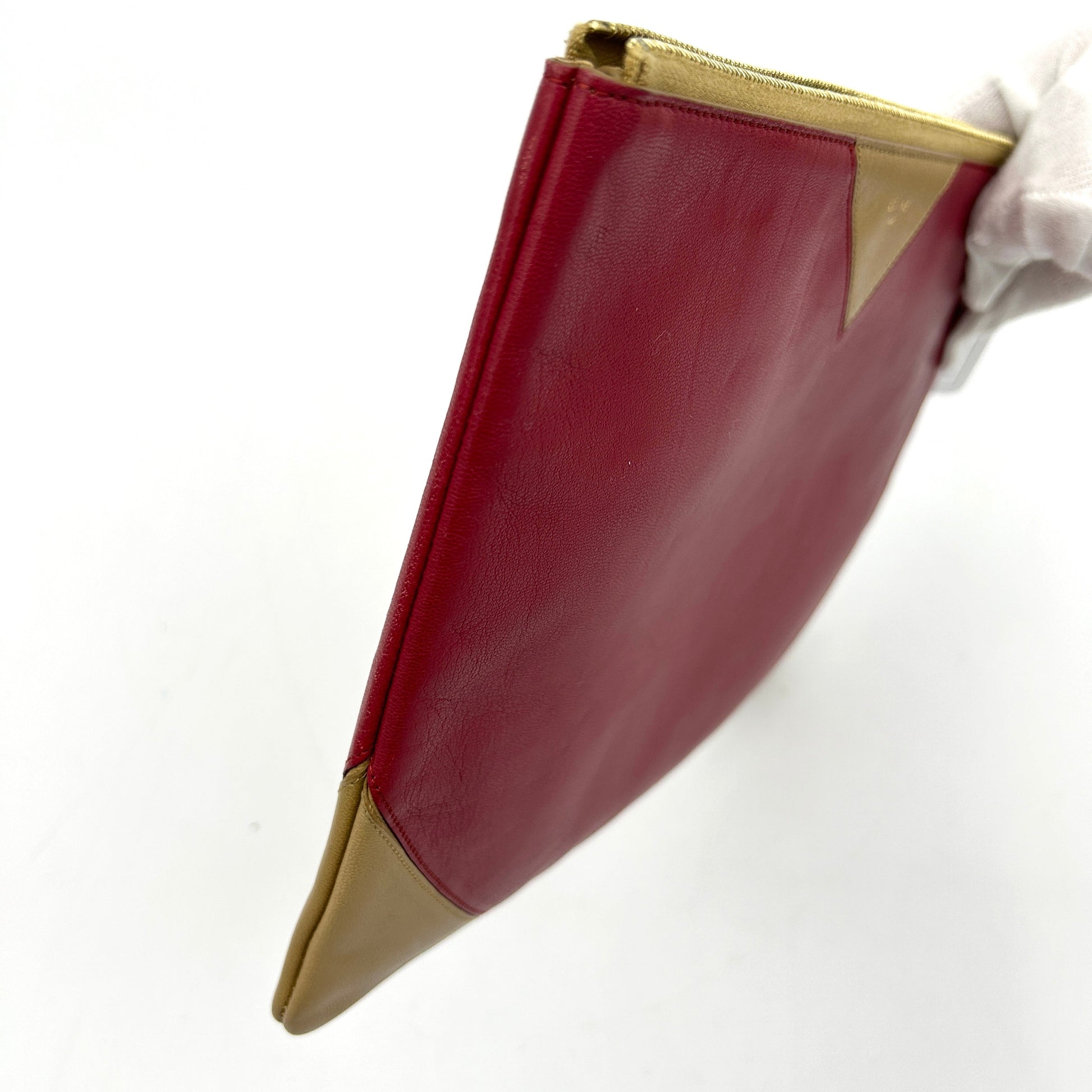 Luxury Bi Color Large Coeur Clutch Handbag Leather Beige Clutch Bag