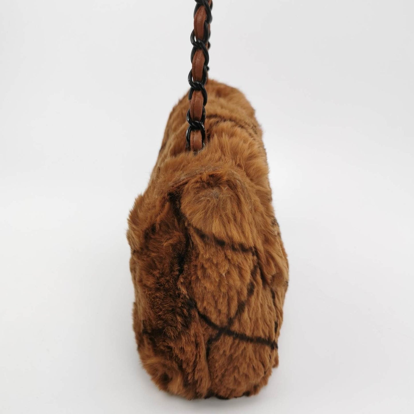 Chanel Lapan Rabbit Fur Flap Brown Shoulder Bag