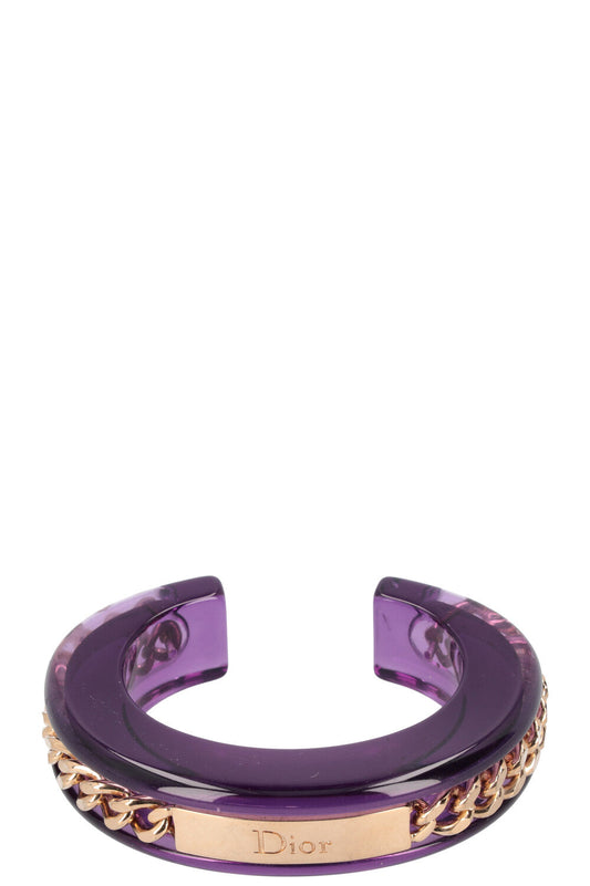 Dior Lucite Bracelt Gold Purple Chain Jewelry