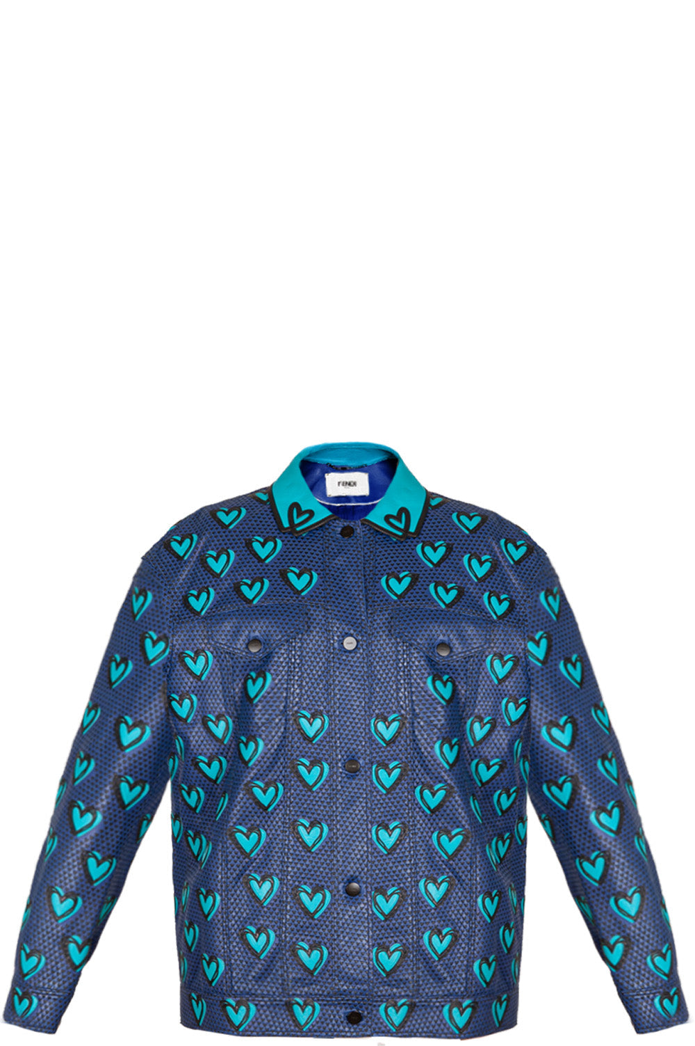 Fendi Jacket Hearts Leather Blue Handbag