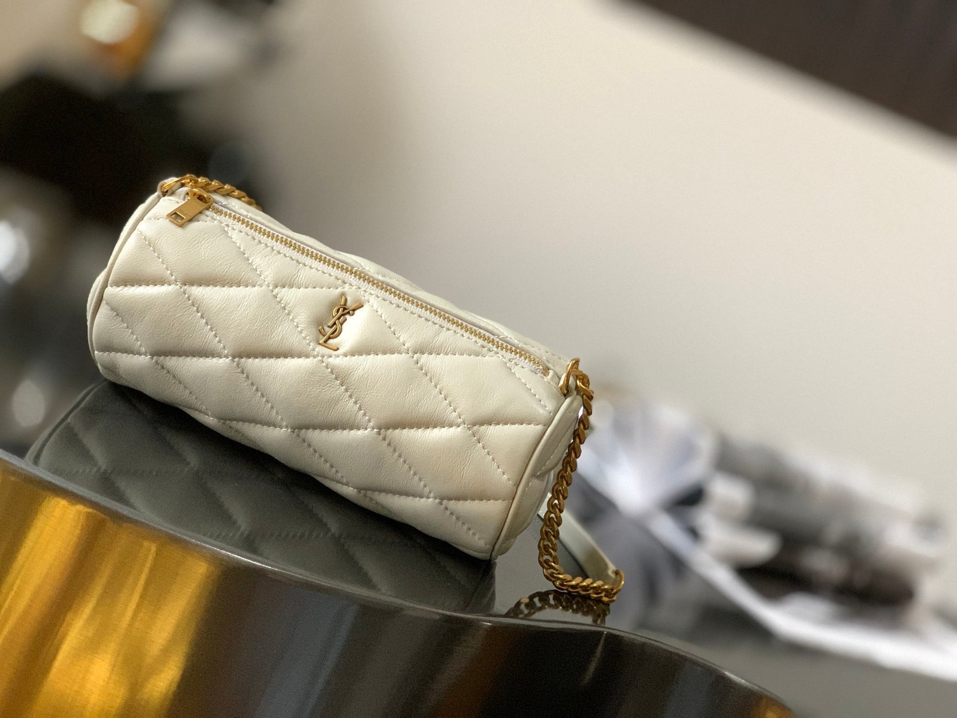 YSL Saint Laurent Sade Tube 7.9in 20cm White Mini Bag