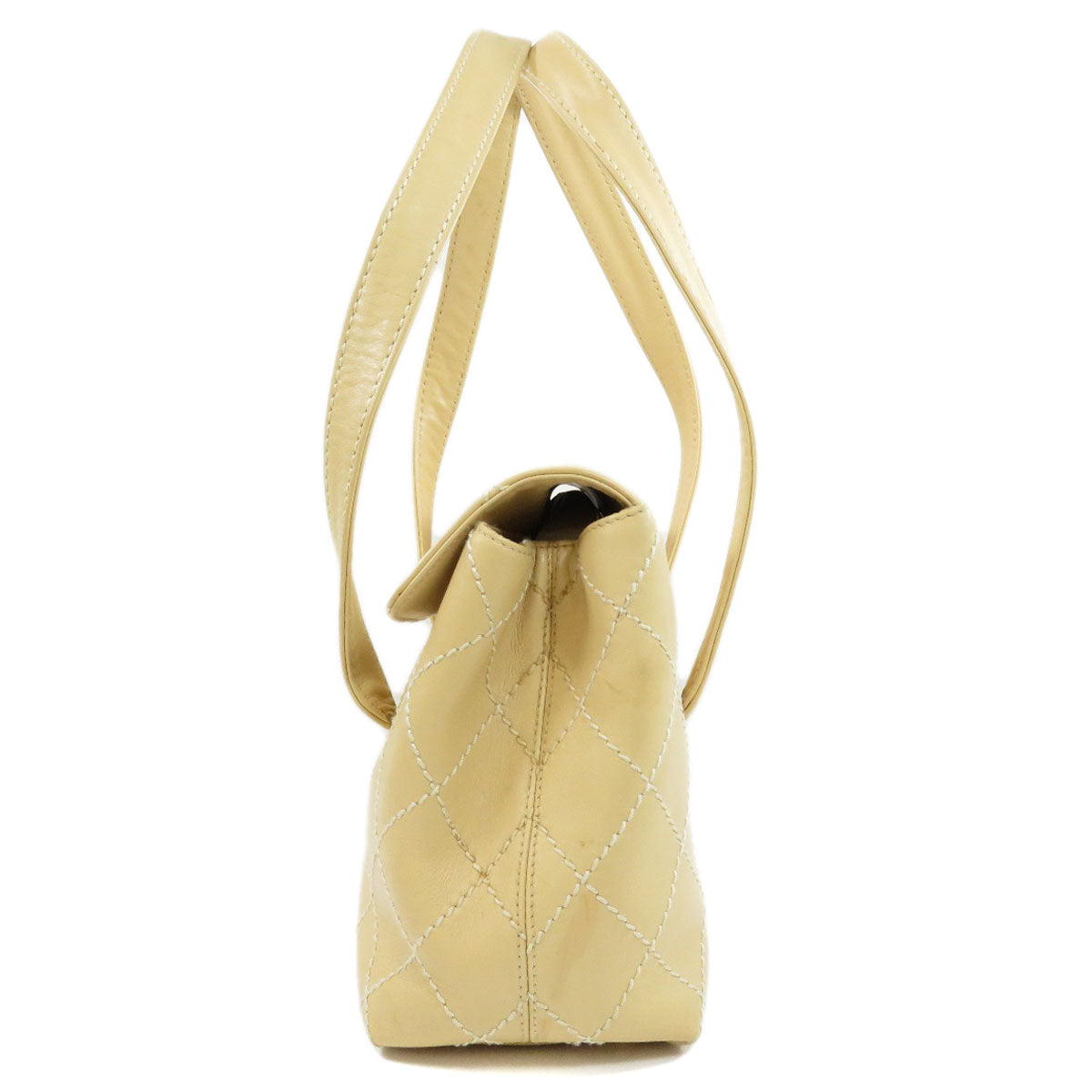 Chanel Cocomark Metal Fittings Tote Bag Calf Matelasse Gold