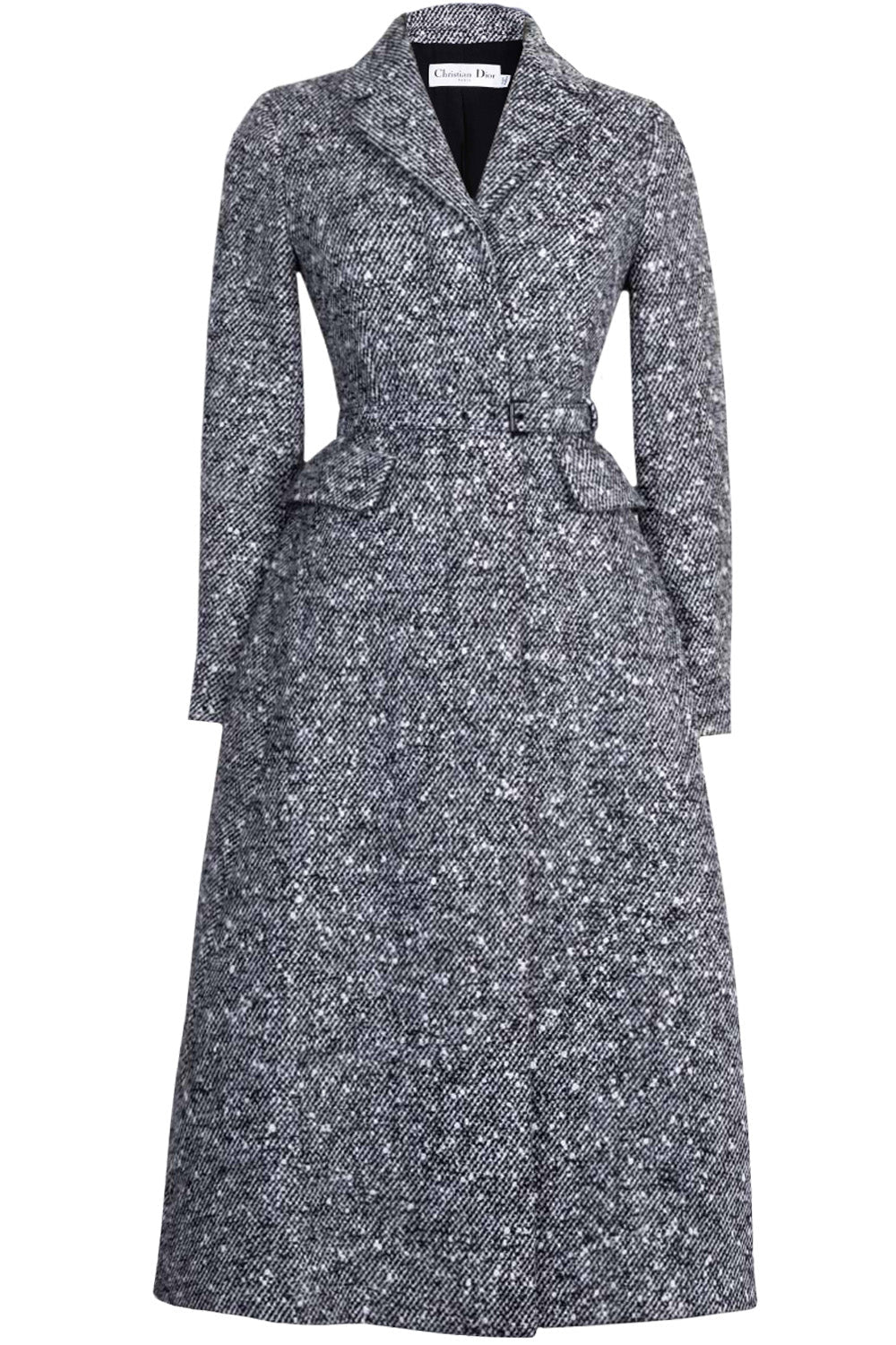 Dior Belted A Line Coat Black White