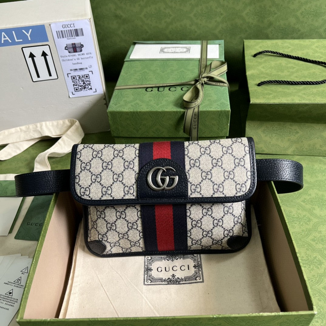 gg Ophidia Belt gg Supreme Canvas Beige Blue Accessory