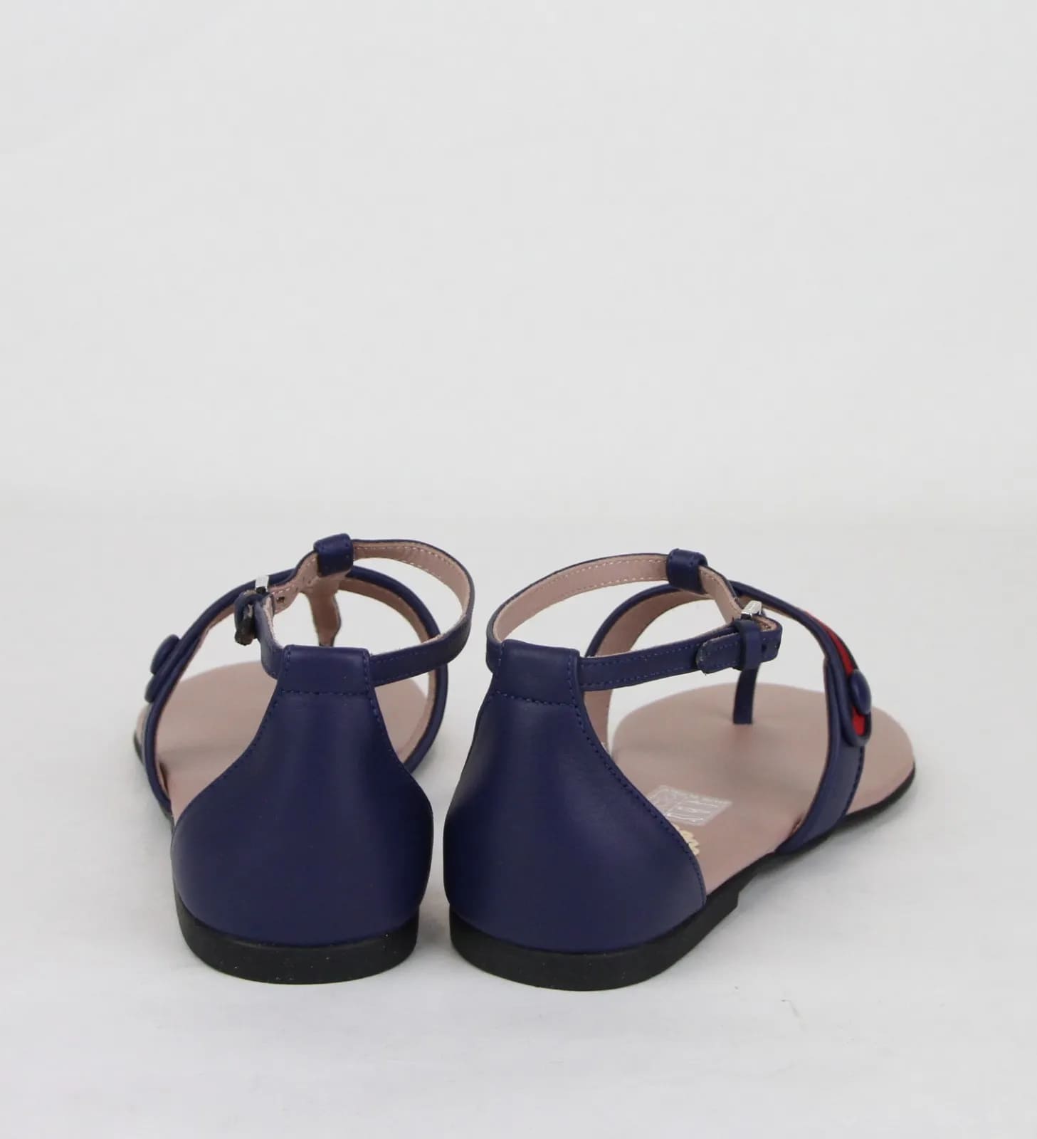 Gucci Girl Childrens Navy Blue Leather Sandal w/R/Blue Web 33/US 2