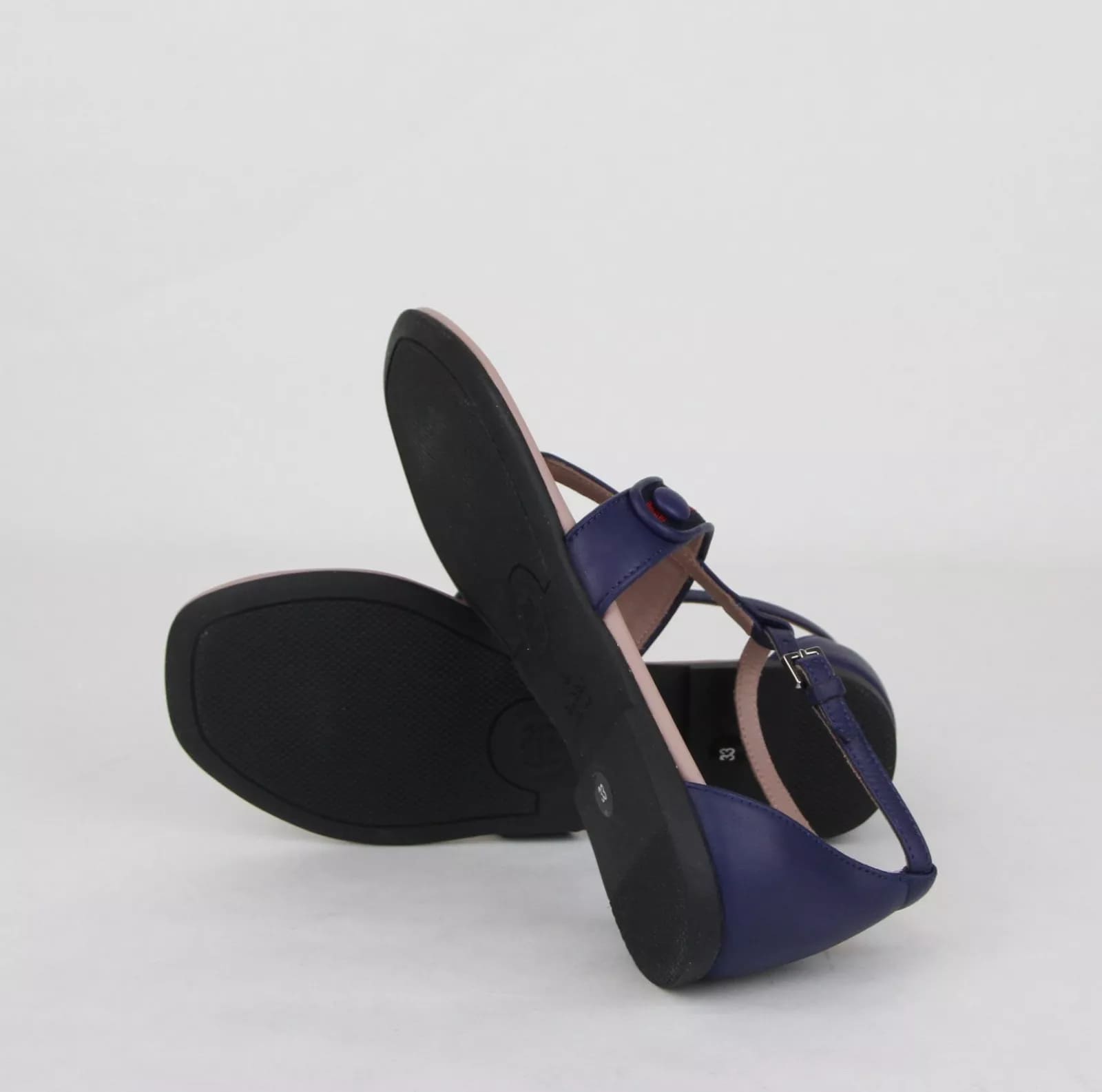 Gucci Girl Childrens Navy Blue Leather Sandal w/R/Blue Web 33/US 2