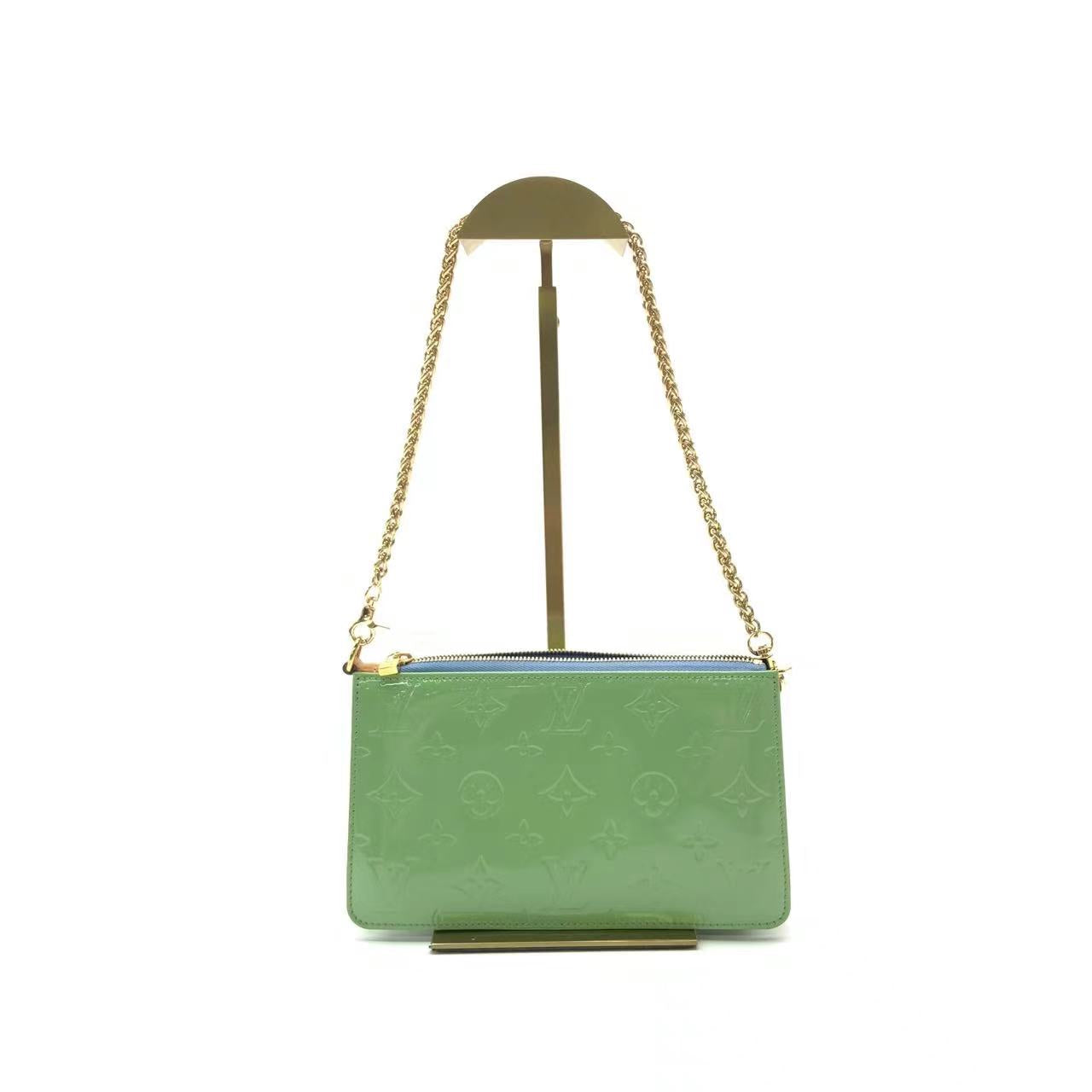Louis Vuitton Lexington Mint Leather Patent Green Medium Clutch Bag