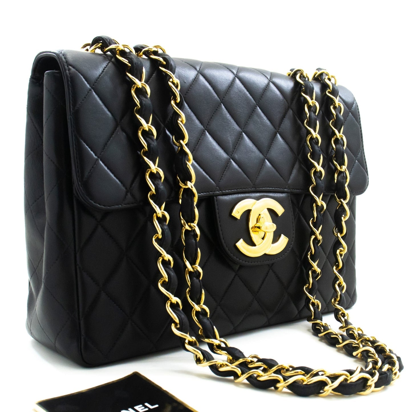 Chanel Classic Large " Chain Shoulder Bag New Black Lambskin