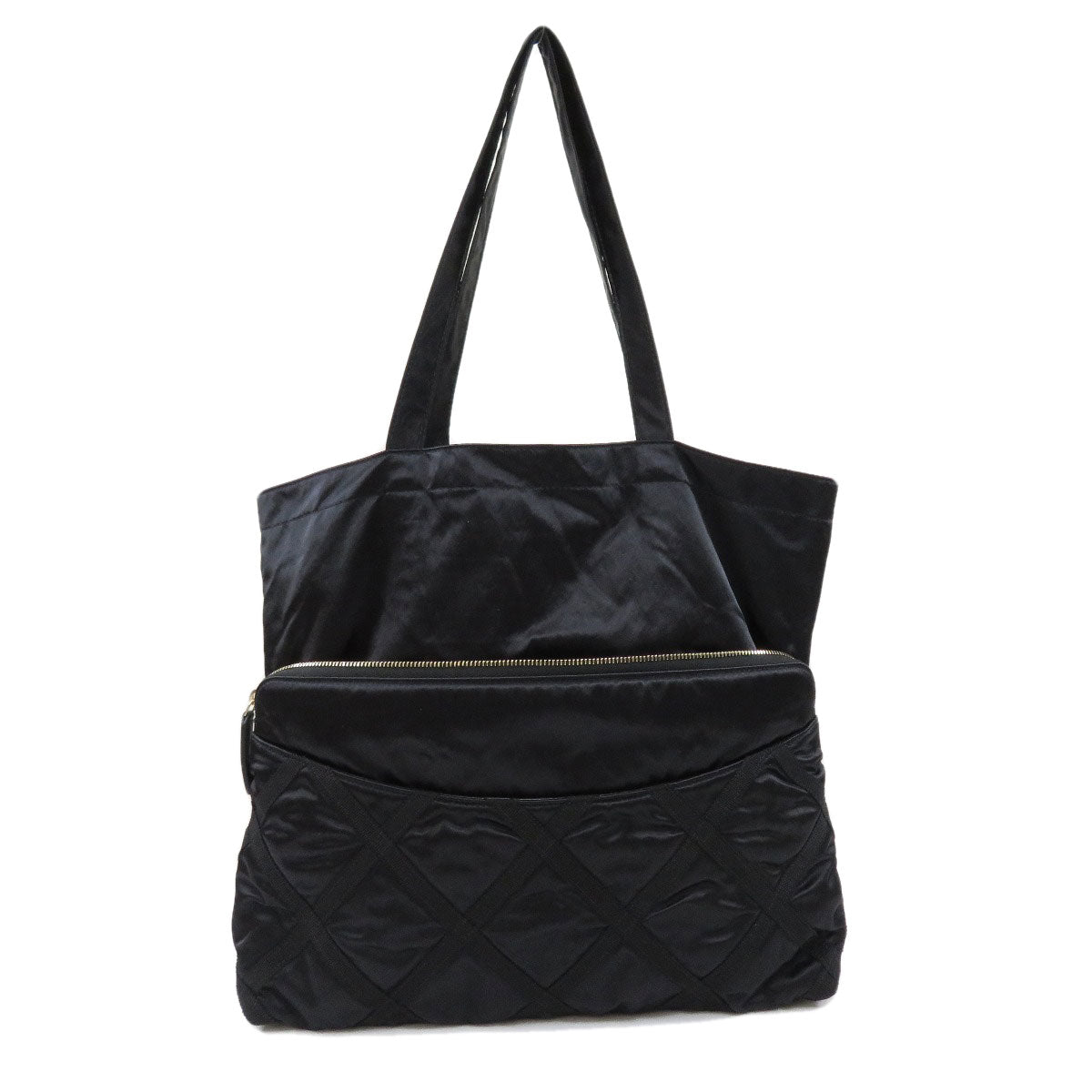 Chanel Coco Mark Metal Fittings Second Bag Nylon Gold Handbag