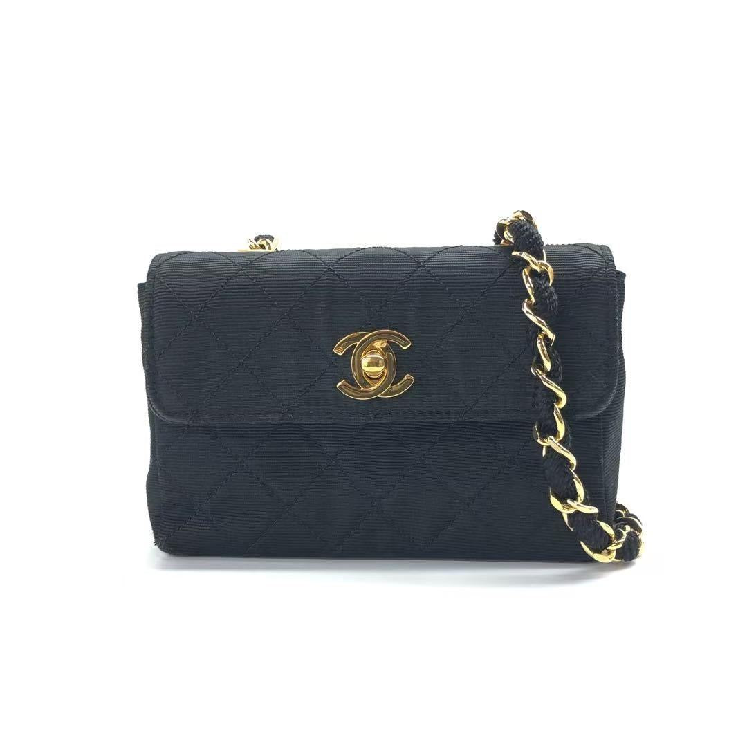 Chanel Fabric Extra Flap 24k Button Gold Shoulder Bag
